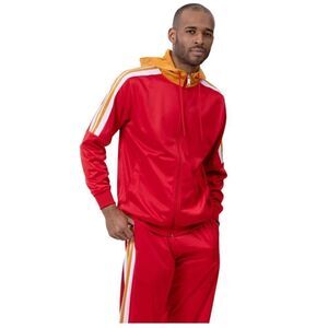 MEN'S MONTIQUE RED 2 PIECE SPORT TRACK SUIT WITH HOOD. JS-30